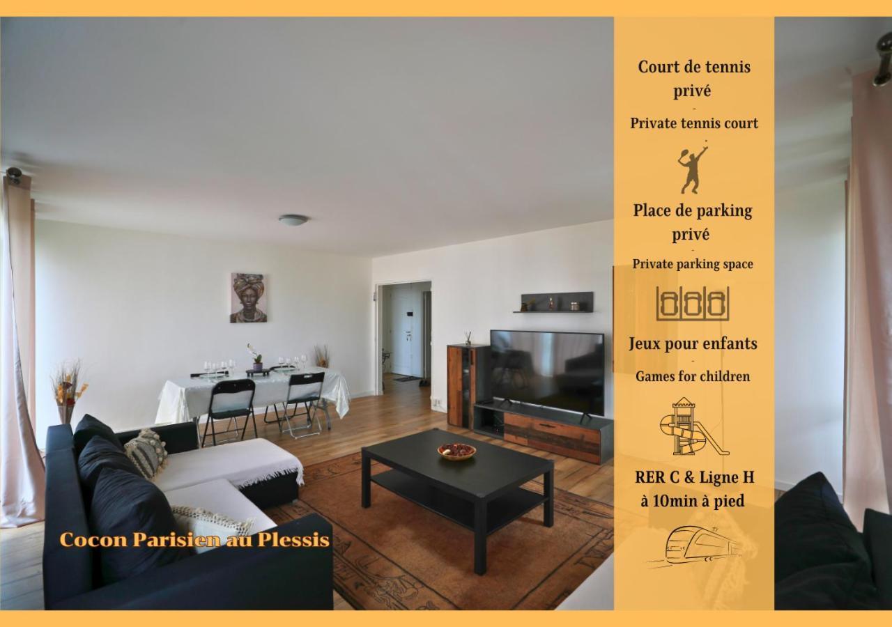 Cocon Parisien Au Plessis - Court De Tennis Prive Apartment Le Plessis-Bouchard Bagian luar foto